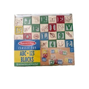 Melissa & Doug Wooden ABC/123 Block Set, 50 Pieces‎